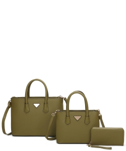 3in1 Saffiano Satchel Handbag Set LF21027T3 OLIVE